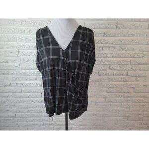 Liz Claiborne Womens Top XXL Plus Sleeveless Wrap Checkerboard Plaid PLA26E